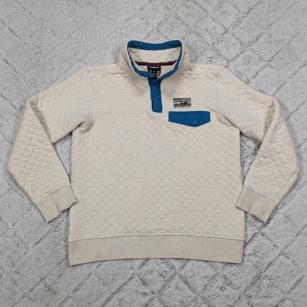 Patagonia Jacket Women's XS White Cream Stone Cotton Quilt Snap-T Pullover